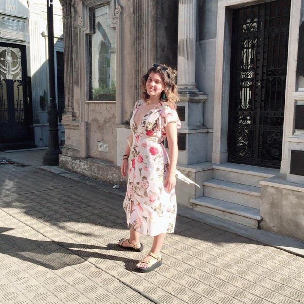 Forever 21 low plunge floral midi dress. Size M.